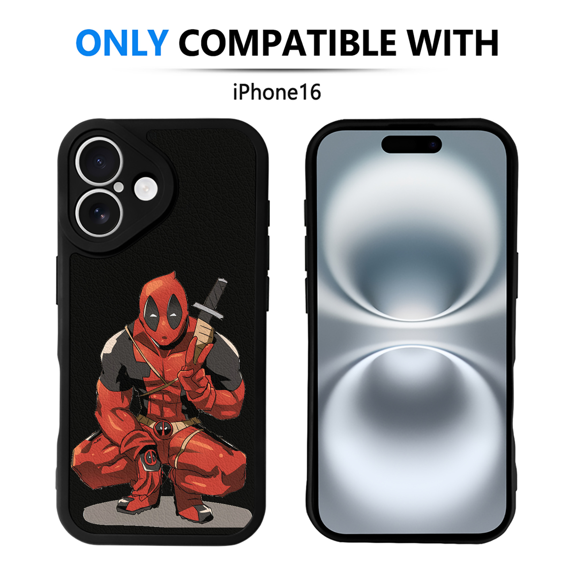 （画像用） Deadpool デッドプール 【iPhone 16シリーズ対応】シリコンスマホケース（レザー調） 材質：シリコン